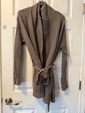 Sonoma Life + Style Belted Brown Knit Cardigan Sweater